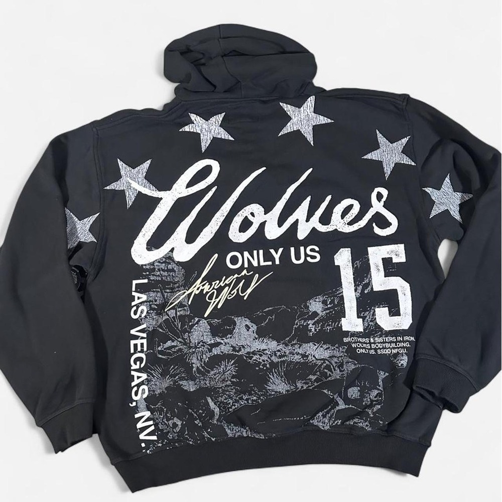 Darc Sport Wolves Club Only Us Las Vegas Hoodie Black Mens L 7210F 100D